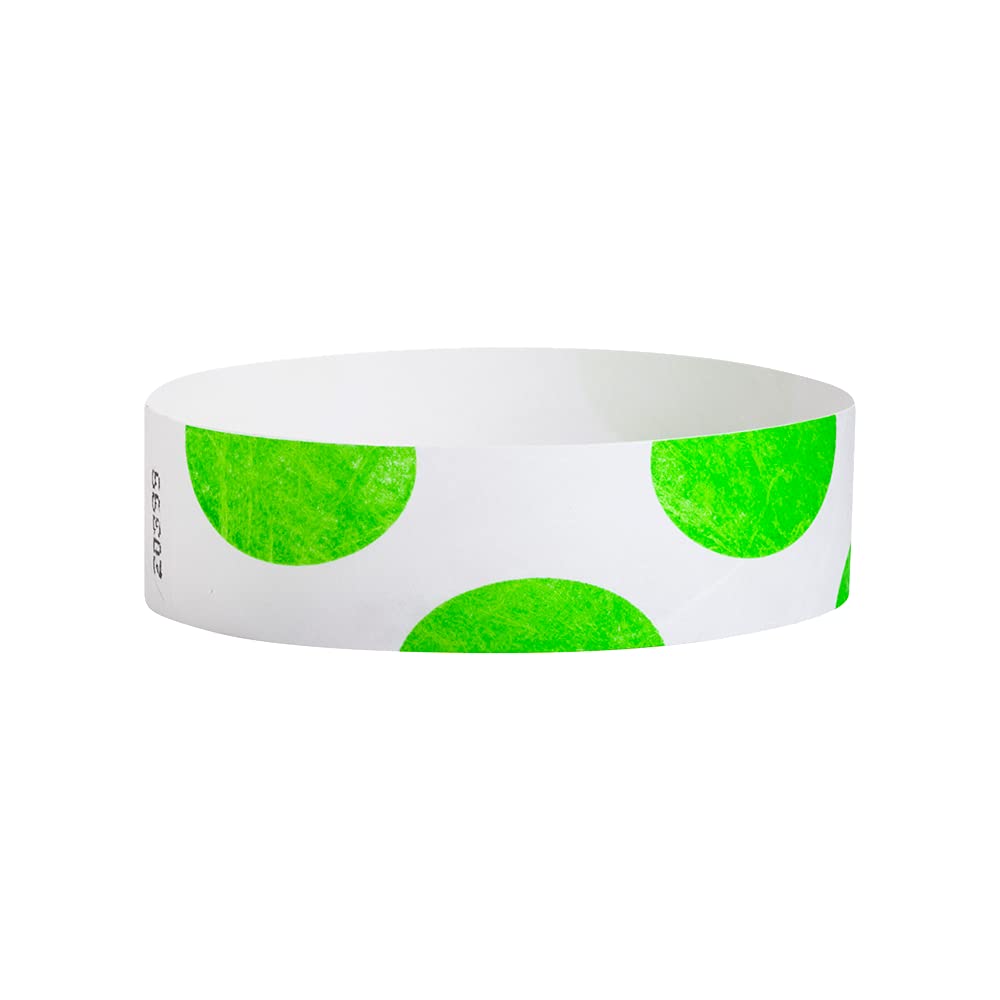 500 WristCo Green Half Circles Tyvek Wristbands for Events - Comfortable Tear Resistant Paper Bracelets ID Wrist Bands for Concerts Festivals Admission Party Identification