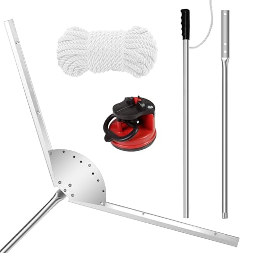 Lake Weed Cutter, Pond Cutter Tool with 23 Feet Reinforced Rope, Weed Razor Aquatic Lake Cutter Tool Can Trim Lily Pads, Chara Algae, Hydrilla, Cattail, Reed etc. Cutting Range: 31 Feet