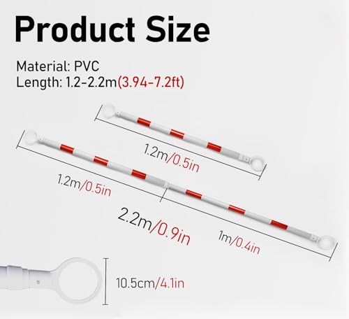 ERRULAN 12 Pcs Retractable Traffic Cone Bar, Flexible Plastic Cones Connectors for Traffic Road Parking Use, Made of Durable PVC with High Intensity Reflective Stickers(White)