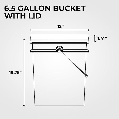 Image of 6.5-Gallon White Bucket Pail Container with Lid | Food Grade | Heavy-Duty Approx 90 MIL Extra Durable | Metal Handles with Plastic Grip | Multi-Use | Easy Stack and Store | BPA Free - 2 Pack