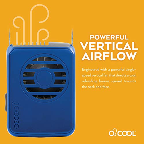 O2Cool Battery Powered Deluxe Necklace Fan For Personal Cooling With Adjustable Lanyard (Blue) #TOP2