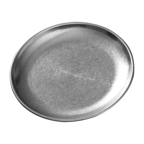 Holibanna Plato Redondo Vintage De Acero Inoxidable 17 Cm Plato Metal Reutilizable Para Aperitivos y Carnes Parrilla Apto Para Picnic y Camping Estilo Coreano