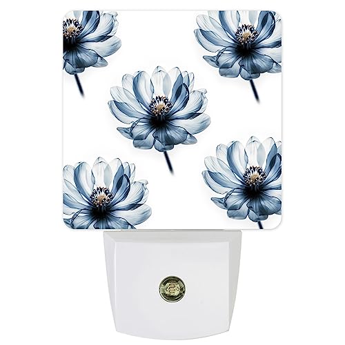Image of Night Light Plug in LED Night Lamp Automatic Sensor Kids Night Lights Plug into Wall, Stereoscopic Flowers Watercolor Floral Square Dim Night-Lights for Bedroom Bathroom Kitchen Hallway Home Decor