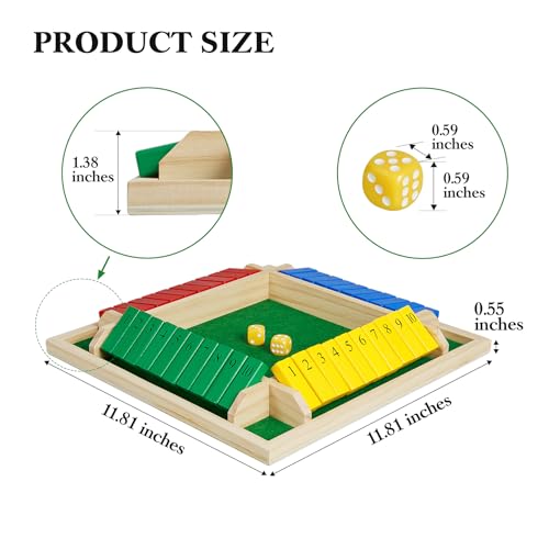Shut The Box juego de dados clásico madera 12 pulgadas miniatura 5