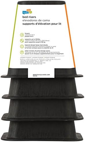 Honey-Can-Do STO-01136 Stackable Square Bed Risers, 4-Pack, Black