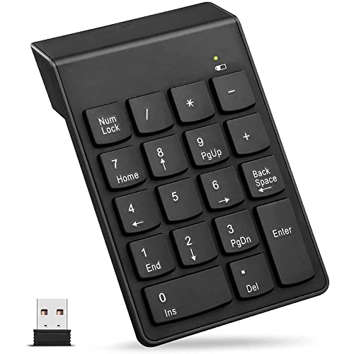 Yessetry numérico inalámbrico, teclado numérico de 18 teclas con receptor mini USB de 2.4 G, Numpad de contabilidad financiera para laptop, escritorio