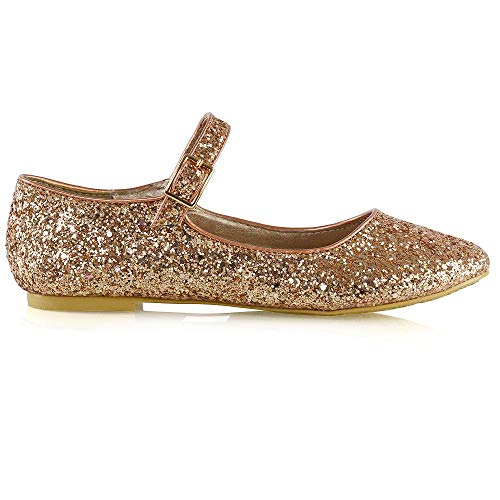 ESSEX GLAM Women Flats Mary Jane Sparkly Glitter Close Toe Wedding Shoes Bridal Evening Dressy Party - Image 3