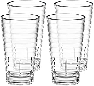YINJOYI 385ml Clear Plastic Cups Tumblers Drinking Glasses Kids Tall Water Glassware Picnic Drinkware Reusable 4 Set