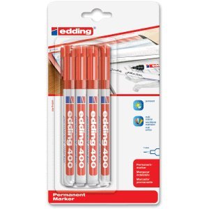 Edding - Rotulador permanente 400 azul claro (rojo, punta redonda, multicolor, 1 mm, 4 unidades)