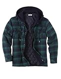 COOFANDY men's flannel zippered hoodie jacket quilted lined plaid shirt jacket
