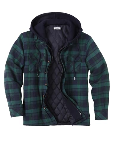 COOFANDY Men's Long Sleeve Flannel Shirt Jacket Quilted Lined with