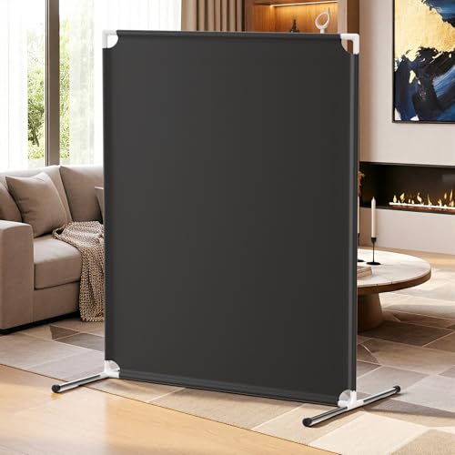 Room Divider for Privacy Protection - Single Panel Privacy Screen for Room Separation, 75.6" x 60" Portable Room Partition for Bedroom Office Dorm, Freestanding Divider Easy to Install ，Black
