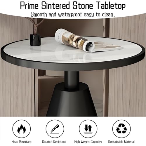 Table d'Appoint avec Plateau en Marbre et Base en Métal de Salon - 4