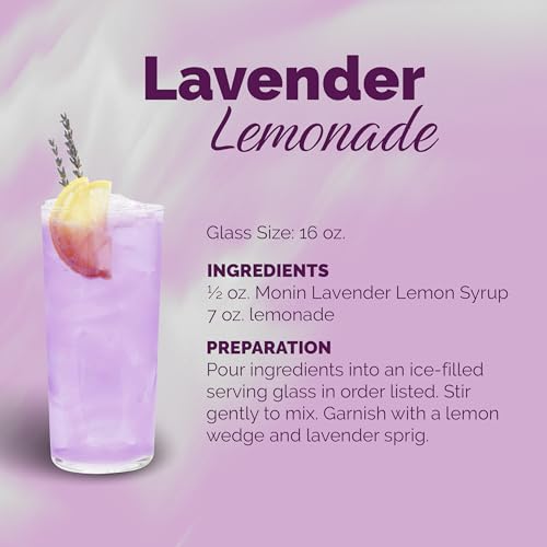 Image of Monin - Lavender Lemon Syrup, Soothing Lavender & Citrus Flavored Syrup, Coffee Syrup, Natural Flavor Drink Mix, Simple Syrup for Coffee, Cocktails, Soda, & More, Gluten-Free, Clean Label (750 ml)