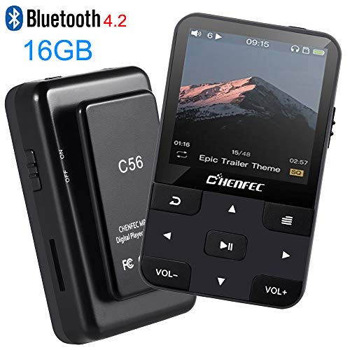 HONGYU 16GB Clip MP3 Player Bluetooth 1.5 Inch Display Portable Sport Mini Lossless