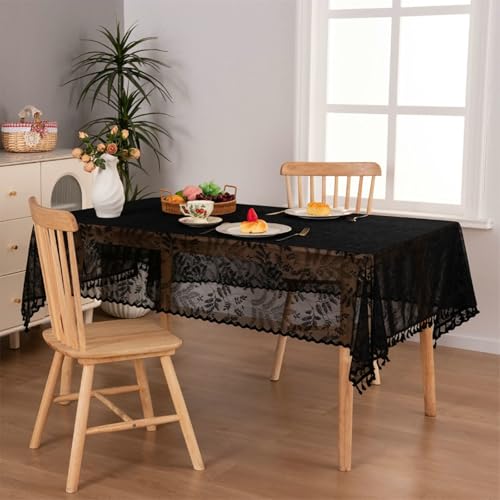 Nappe polyester rectangulaire anti tache lavable 140x240cm jacquard feuilles - 4