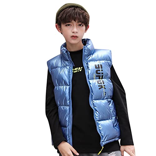 Metallic Color Puffer Vest Jacket for Boys Girls Sleeveless Full Zip Letter Print Outwear Winter 18 Month Winter Coat