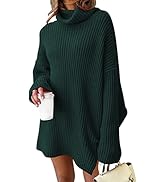 LILLUSORY Womens Turtleneck Oversized Long Batwing Sleeve Sweater Dress 2024 Plus Size Tunic Pull...