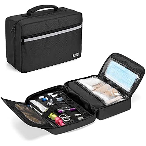 Trunab Small Medical Bag Empty, First aid Bag with 2 Inner Flap, Portable Emergency Kits Trauma Bag with More Storage for Medical Supplies, Black - Patented Design Cover