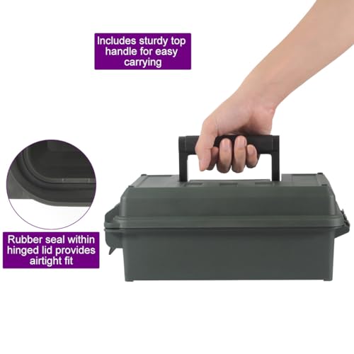Prothens Ammunition Box Ammo Storage Case Water Resistant Ammo Can Stackable Heavy-Duty Ammo Lockable Storage Box for Hunting and Shooting Tool chest Large Tool Box Storage-13.35"*7.44"*5.20" - Image 4