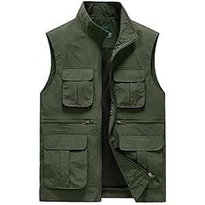 AIEOE Men’s Outdoor Workout Vest Lightweight Travel Photo Vest Sleeveless Jacket with Pockets