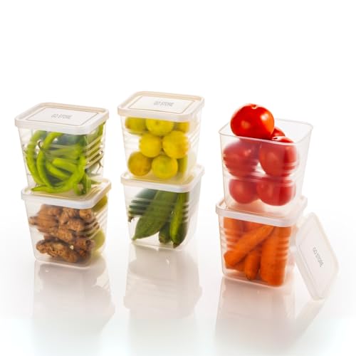 Image of GO STORE Pack of 6 Fridge Storage Boxes, Freezer & Refrigerator Organizer Containers Kitchen Storage Container Set Kitchen Accessories Items for Home Food Storage Box (800 ml)