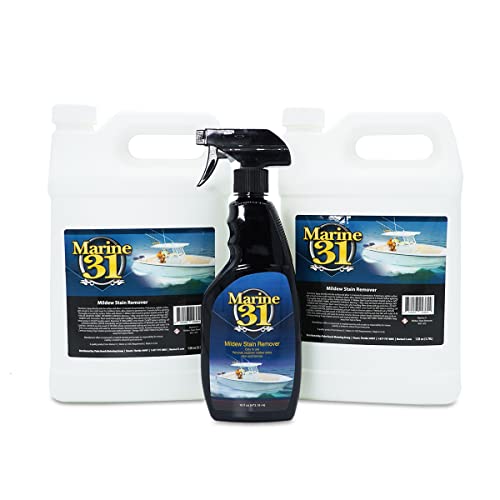 Marine 31 Mildew Stain Remover & Cleaner - Marine & Boat, Home & Patio, Bathroom & Shower Cleaner (128Oz. & 16Oz. Multi-Pack) #TOP6