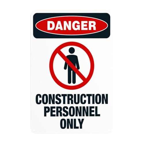 Cartel de metal de advertencia de seguridad para personal de construcción para negocios, oficina, carretera, hogar, calle, pared, decoración personalizada, fácil de montar, 20 x 30 cm
