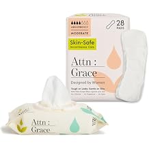 Attn Grace Moderate Incontinence Pads 28 Pack & Flushable Wet Wipes Combo for Women - Moderate Absorbency & Wipes with Aloe Vera and Coconut Oil | Postpartum Support, Sensitive Skin-Friendly