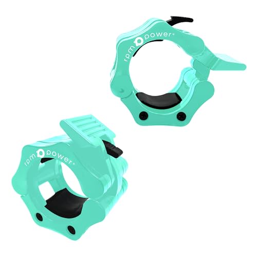 RPM Power Lockjaw Barbell Collars (Pair) - Barbell Clamp Ultra Lock Collars - 2 Inch Quick Release (Teal)