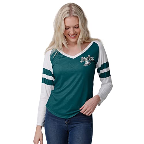 FOCO womens Nfl Team Logo Ladies Fashion Raglan Top Shirt, Script Wordmark, Large US