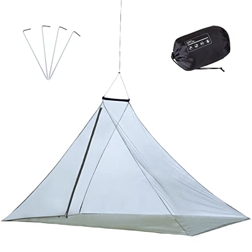 GWHOLE Camping Moskitonetz Faltbar Leichtes Mückennetz insektennetz mit Reißverschluss für Reise Wandern Outdoor 240 x 120 x 160 cm