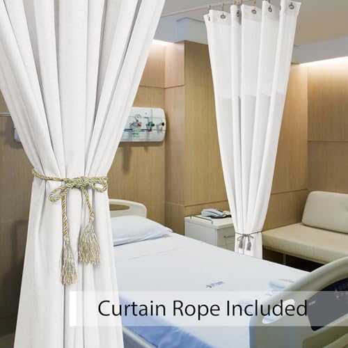 Fcosie 12Wx8.5L ft White Hospital Privacy Curtains for Room Divider/Partitions - Extra Wide Medical Divider Curtains with Mesh Top - Beauty Salon Lab SPA Cubicle Curtain with Nickel Grommet Top, 1 PC - Thumbnail 7