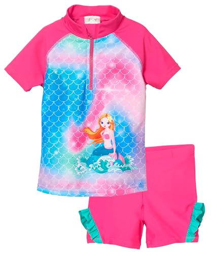 Playshoes Mädchen Zweiteiler Schwimmshirt-Set, Pink Meerjungfrau, 110-116