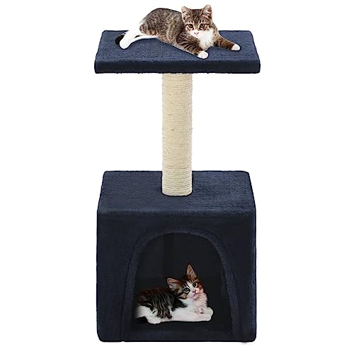 QYPFTMRZ Albero per Gatti Albero per Gatti con tiragraffi in sisal 55 cm Blu， Albero per Gatti Torre tiragraffi Multilivello Cat Climhouse con condomini e Scala Centro，