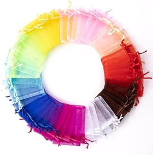 SHOPPIFY GSami - 100 PCS Organza Bags-9 x 7cm Organza Jewellery Pouches-Multicolor Wedding Favour Bags also used for Gifts on Christmas, Halloween and other Celebrations