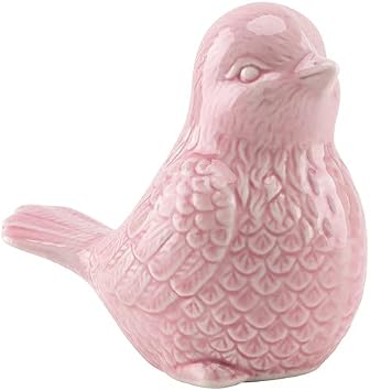 Cottage Ceramic Bird Figurine Ornaments,Animal Model Gift for Home Garden Statue Wedding Decor Pink