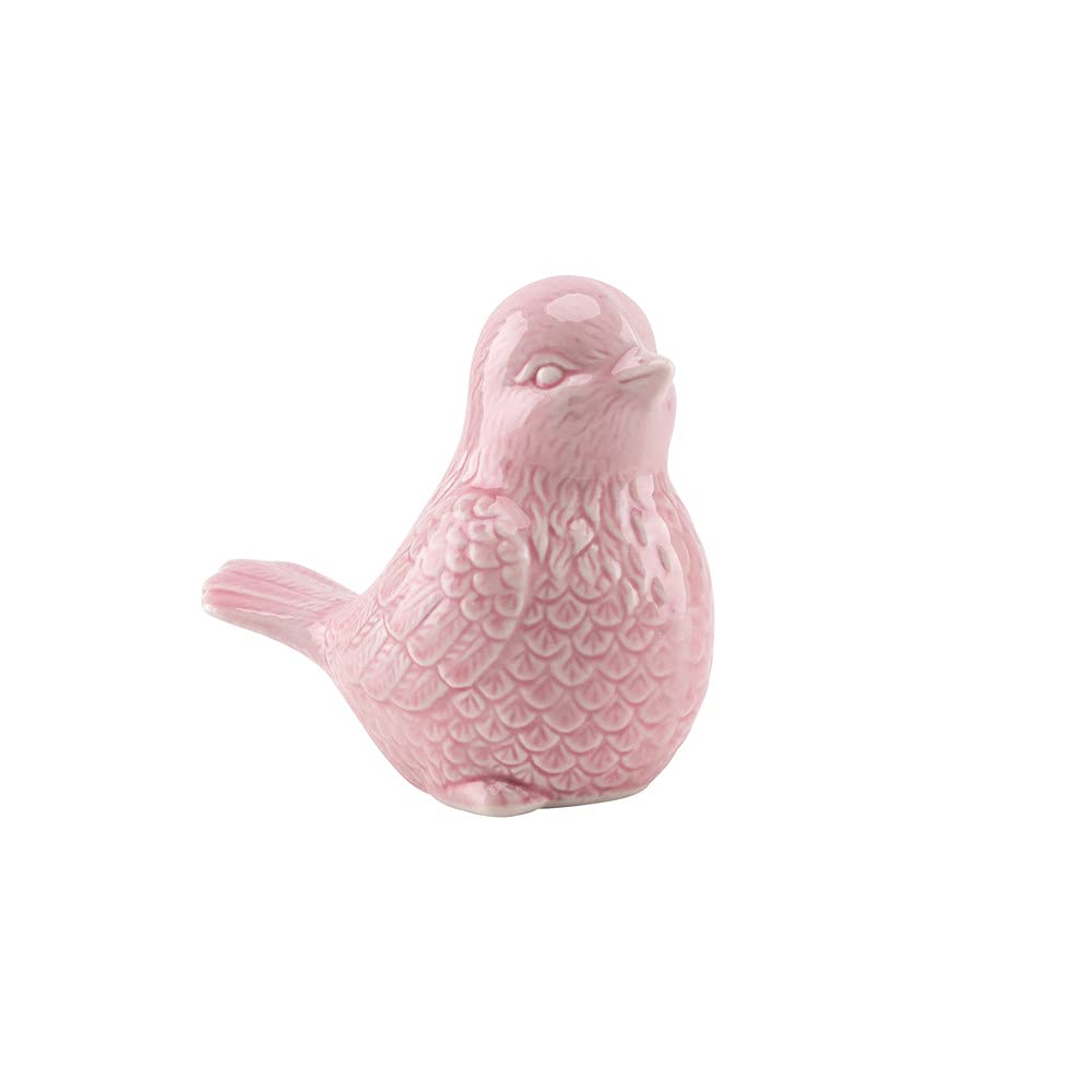 Cottage Ceramic Bird Figurine Ornaments,Animal Model Gift for Home Garden Statue Wedding Decor (Pink)