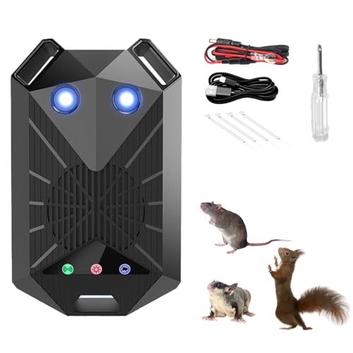 Répulsif anti-martres pour voiture, répulsif à ultrasons contre les rongeurs pour le compartiment moteur, fonctionne avec une batterie de voiture 12 V, une batterie AA et une souris USB, protection