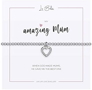 Lu Bella Mum Gifts Heart Bracelet - Silver Jewellery For Women. Birthday Presents For Mummy From Son or Daughter with Charm and Gift Bag From