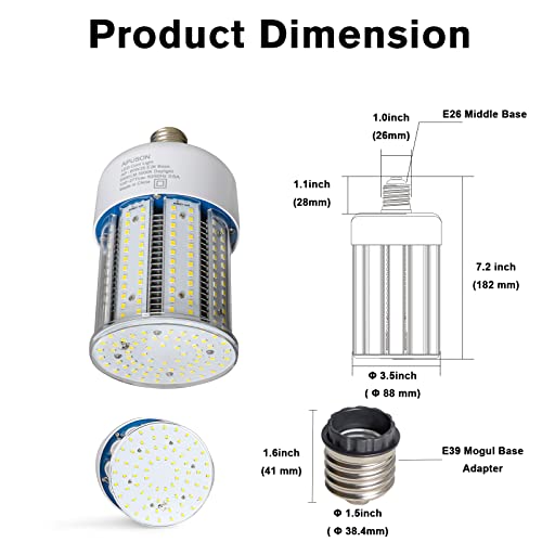 Apuson 2-Pack 60W Corn Led Light Bulbs,E26/E39 Base Led Bulb,5000K 7800Lm Daylight Bright Replacement Cfl Metal Halide Hid For Commercial Industrial Lighting Office Garage Workshop Warehouse Outdoor #TOP2