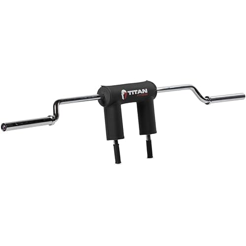 Titan Fitness Rackable Safety Squat Bar, Olympic Sleeves, 1,500lb Rated | Cambered Squat Barbell with 5" Drop, HeftyGrip Shoulder and Arm Pads, 35mm Easy-Grip Handles