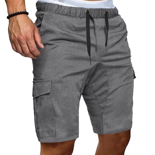 Bermuda cargo de algodón para hombre con cordón y bolsillos miniatura 1