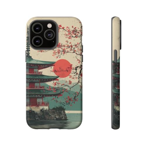 Coque iPhone 14 Pro Max pagode et cerisier mat