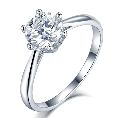 Bague argent S925 pour femme ornée d'une moissanite blanche éclatante