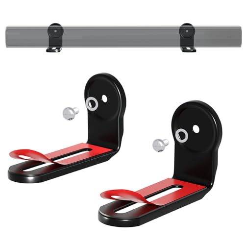 PUTORSEN Soundbar Wall Mount Bracket Universal,Dual soundbar shelf with Anti-Skid Pad & Adhesive,Soundbar Mounting Bracket Under TV up to 33lbs,Black