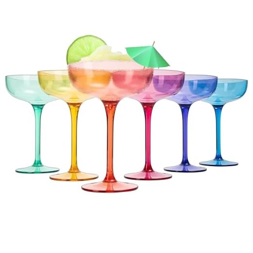 European Style Margarita & Martini Crystal Acrylic Glasses Tritan Drinkware Unbreakable Colored 6 Set - Shatterproof BPA-free Plastic , Reusable, Large 15oz , Indoor & Outdoor, Multiuse Or Disposable