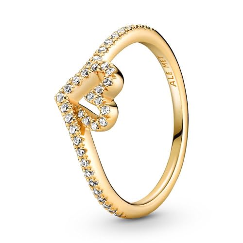 Bague chevron Cœur PANDORA Timeless en or plaqué avec zircones transparentes