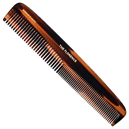 Kent 9T Limited Edition Double Tooth Hair Dressing Comb, Tortoise Fine Wide Tooth Dresser Comb For Hair, Beard and Mustache, Coarse and Fine Hair Styling Comb for Men, Women and Kids. Made in England
