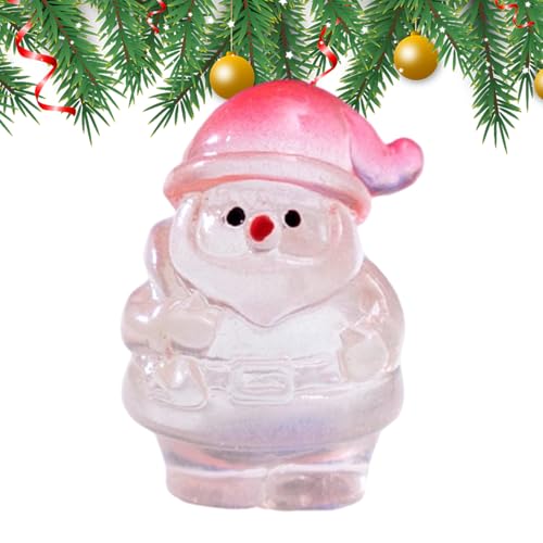 Misaakoeq Piccole figure di Babbo Natale, ornamenti paesaggistici in resina trasparente, si illuminano al buio, piccole statuette natalizie - per giardini delle fate scene in miniatura per il